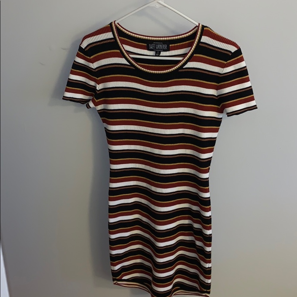striped ribbed sweater dress